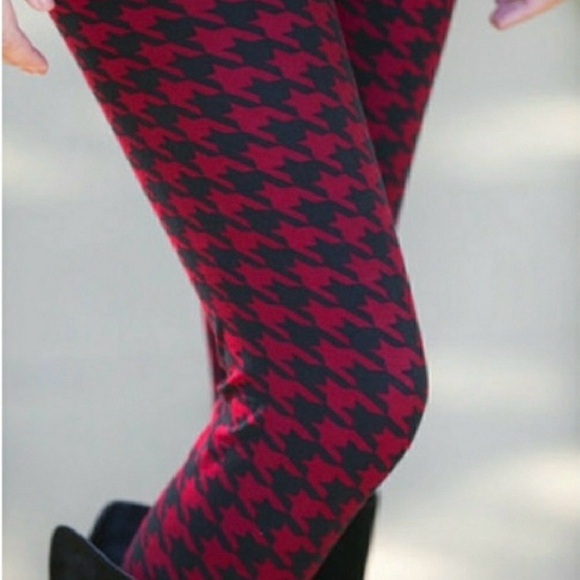 Infinity Raine Pants - Infinity Raine Red and Black Houndstooth Leggings